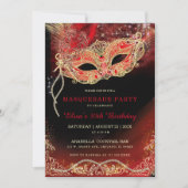 Invitation Masquerade Or Noir et Doré (Devant)