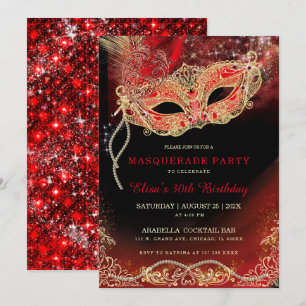 Invitation Masquerade Or Noir et Doré