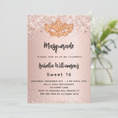 Invitation Masquerade or rose Sweet 16 luxe (Debout devant)