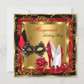 Invitation Masquerade or rouge noir Parties scintillant haute (Devant)