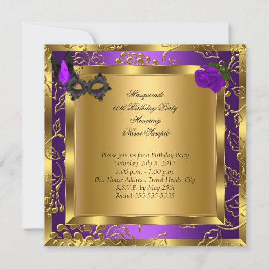 Invitation Masquerade or violet Parties scintillant noire hau (Dos)