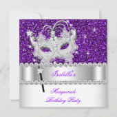Invitation Masquerade Parties scintillant violet Diamant Masq (Devant)