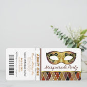Invitation Masquerade Party Admettre un billet| bronze (Debout devant)