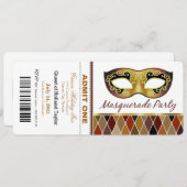 Invitation Masquerade Party Admettre un billet| bronze (Devant / Derrière)
