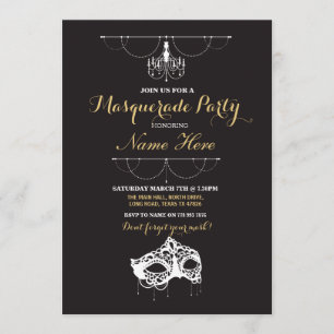 Invitation Masquerade Party Birthday Event Mask