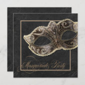 Invitation Masquerade Party - Bronze, or et noir (Devant / Derrière)
