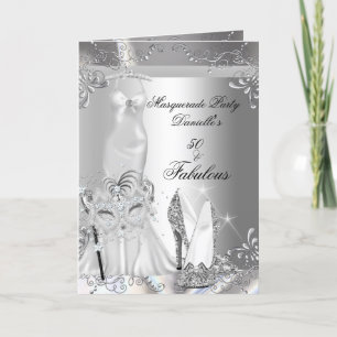 Invitation Masquerade Party Fabuleux 50 Anniversaire Argent