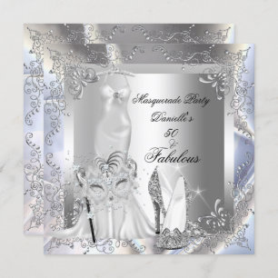 Invitation Masquerade Party Fabuleux 50 Anniversaire Argent