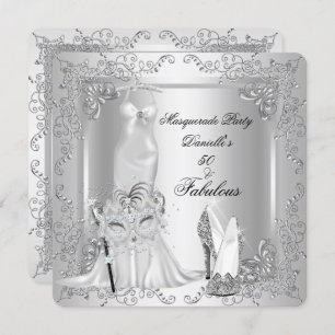 Invitation Masquerade Party Fabuleux 50 Anniversaire Argent 2