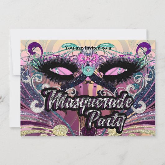 Invitation Masquerade Party Glam Eyelashes Masque (Devant)