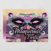 Invitation Masquerade Party Glam Eyelashes Masque (Devant / Derrière)