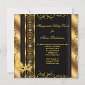 Invitation Masquerade Party Gold Black Jaune Masque 6 (Dos)