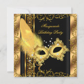 Invitation Masquerade Party Gold Black Jaune Masque 6 (Devant)