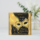 Invitation Masquerade Party Gold Black Yellow Mask 2 (Debout devant)