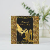 Invitation Masquerade Party Gold Leopard Masque haute chaussu (Debout devant)