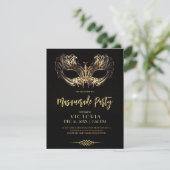 Invitation Masquerade Party Luxe Black Gold Anniversaire (Debout devant)