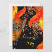 Invitation Masquerade Party or jaune orange noir masques (Devant)