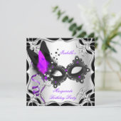 Invitation Masquerade Party Purple Silver Masque (Debout devant)