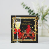 Invitation Masquerade Party Rouge Masque d'or Champagne (Debout devant)