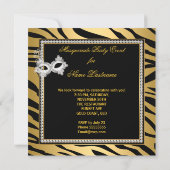 Invitation Masquerade Party Silver Gold Zebra Black Mask 3 (Dos)