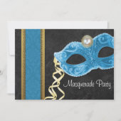 Invitation Masquerade Party - turquoise & or (Devant)
