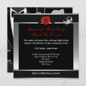 Invitation Masquerade Prom Lycée Danse Argent Rouge (Devant / Derrière)