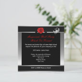 Invitation Masquerade Prom Lycée Danse Argent Rouge (Debout devant)