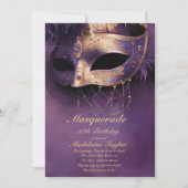 Invitation Masquerade Purple Gold Venice Mask 50e anniversair (Devant)