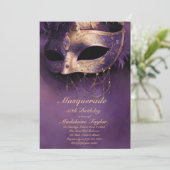 Invitation Masquerade Purple Gold Venice Mask 50e anniversair (Debout devant)