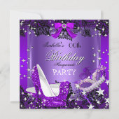 Invitation Masquerade Purple Parties scintillant High Heures (Devant)