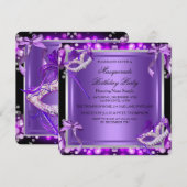 Invitation Masquerade Purple Rose Masques Anniversaire fête 2 (Devant / Derrière)