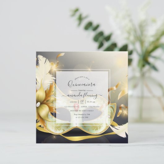 Invitation Masquerade Quinceañera (Debout devant)