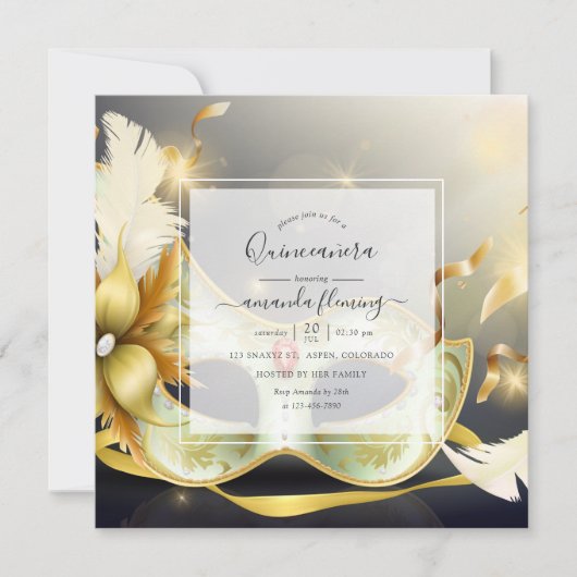 Invitation Masquerade Quinceañera (Devant)