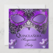 Invitation Masquerade Quinceanera 15 Anniversaire violet (Devant)