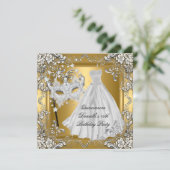 Invitation Masquerade Quinceanera 15e anniversaire Masque Or (Debout devant)