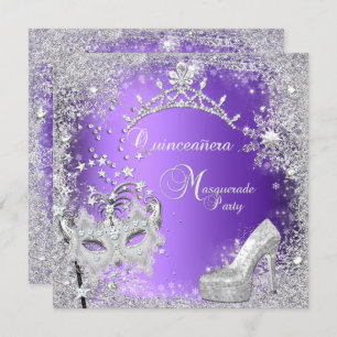 Invitation Masquerade Quinceanera 15e Chaussure Tiara violet