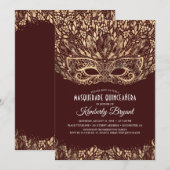 INVITATION MASQUERADE QUINCEANERA 15ÈME ANNIVERSAIRE (Devant / Derrière)