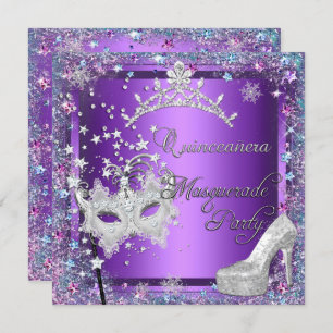 Invitation Masquerade Quinceanera 15ème Parti Purple Tiara