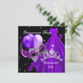 Invitation Masquerade Quinceanera Anniversaire Rose violet (Debout devant)