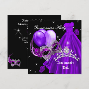 Invitation Masquerade Quinceanera Anniversaire Rose Violette