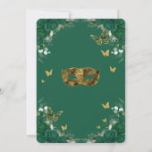 Invitation Masquerade Quinceañera Emerald Green Floral Gold (Dos)