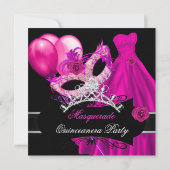 Invitation Masquerade Quinceanera fête d'anniversaire rose (Dos)