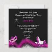 Invitation Masquerade Quinceanera fête d'anniversaire rose 3 (Dos)