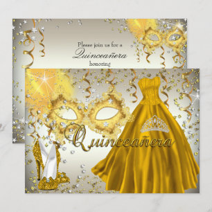 Invitation Masquerade Quinceanera Masque d'Or et d
