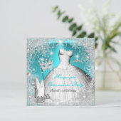 Invitation Masquerade Quinceanera Party Turquoise Flèche de n (Debout devant)