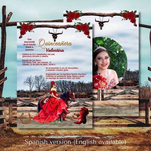 Invitation Masquerade Ranch Quinceañera Tu Foto