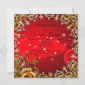 Invitation Masquerade Red Gold Masque fête d'anniversaire (Dos)