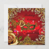 Invitation Masquerade Red Gold Masque fête d'anniversaire (Devant)