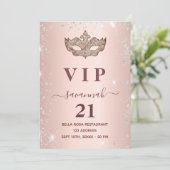 Invitation Masquerade rose or argent parties scintillant vip  (Debout devant)