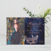 Invitation Masquerade rose or parties scintillant quinceanera (Debout devant)